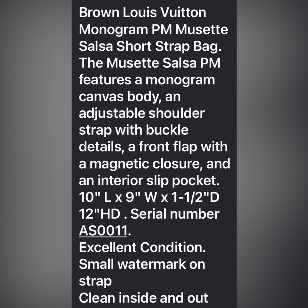 💕💗Vuitton Brown Monogram Musette Salsa Short Strap Bag. - Picture 13 of 13